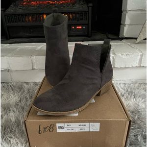Suede grey boots booties slip ons